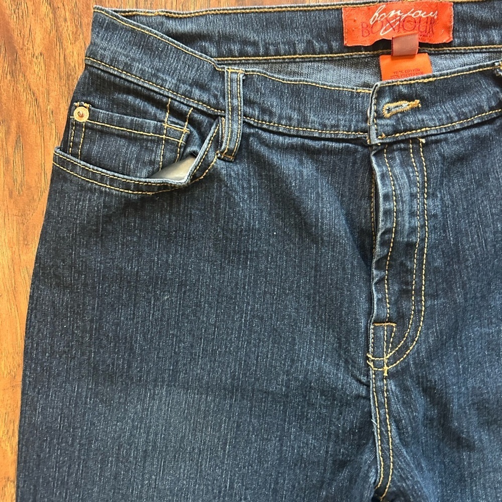 Wide Leg Dark Denim Wash Jeans Pockets Women Size 10 Bonjour Normcore 90s - Picture 4 of 9